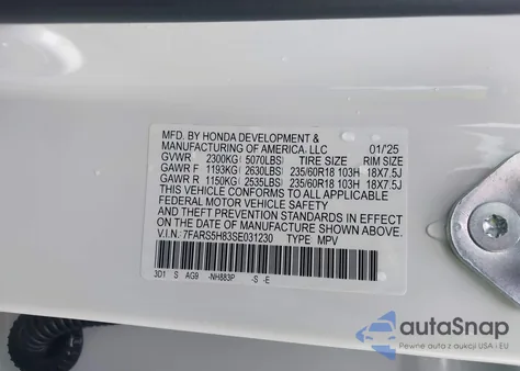 2025 Honda Cr-V Sport-L из США, поврежденный, VIN 7FARS5H83SE031230